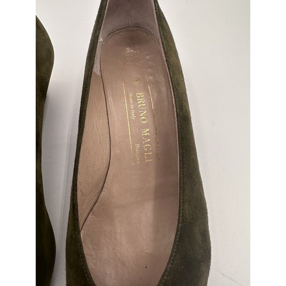 Vintage Bruno Magli Italy  Women’s Wedge Green Suede Shoe Sz 6.5 - Picture 4 of 7